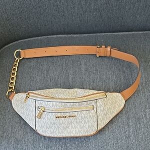Michael Kors Cream and Gold Monogram Belt Bag